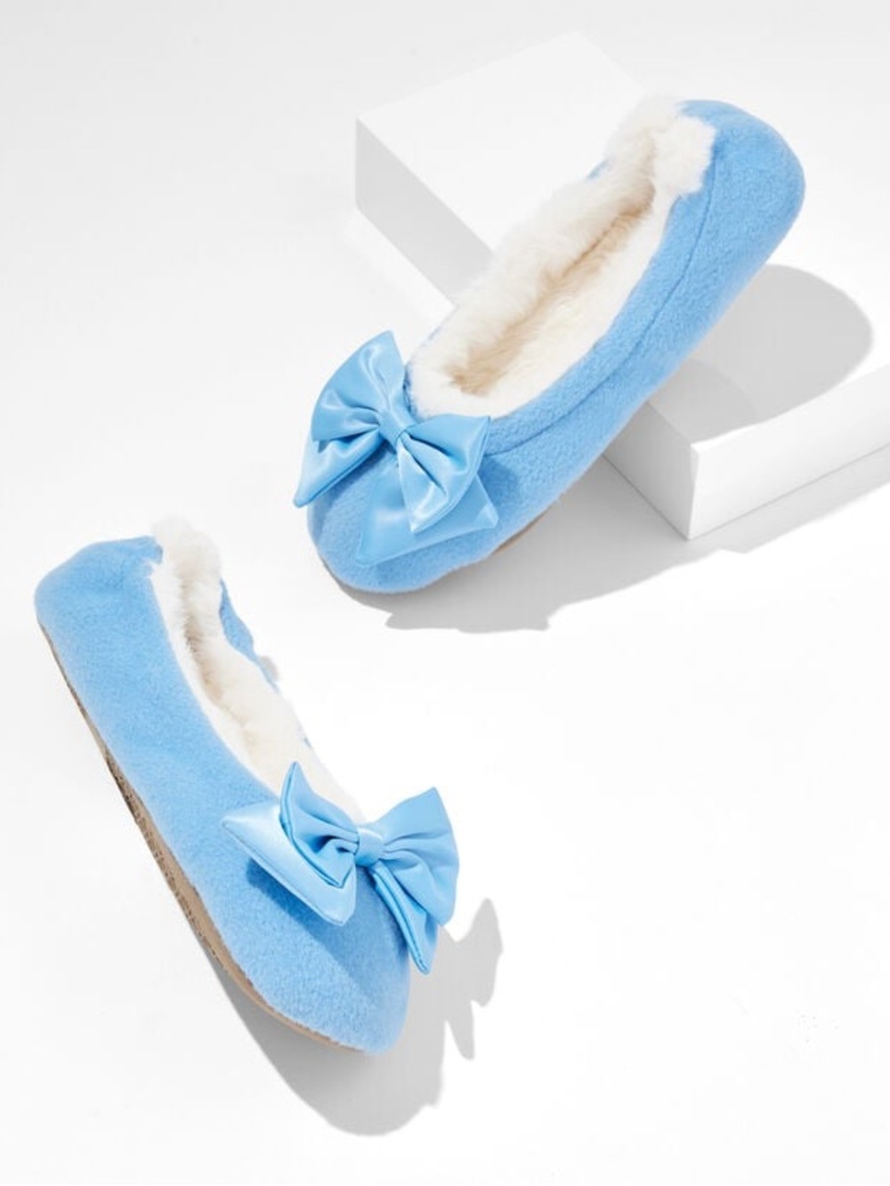 Lena Flannel Bow Slippers Talbots